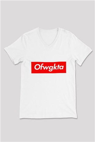 Odd Future Beyaz Unisex V Yaka Tişört T-Shirt
