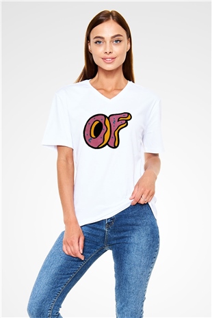 Odd Future Beyaz Unisex V Yaka Tişört