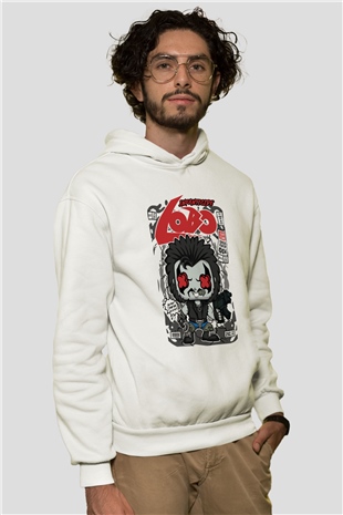 Ödül Avcısı Baskılı Unisex Beyaz Hoodie