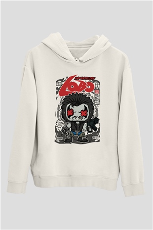 Ödül Avcısı Baskılı Unisex Beyaz Hoodie