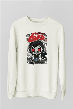 Ödül Avcısı Baskılı Unisex Beyaz Sweatshirt