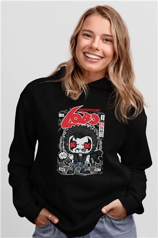 Ödül Avcısı Baskılı Unisex Siyah Hoodie