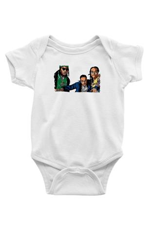 Offset Baskılı Beyaz Unisex Bebek Body - Zıbın