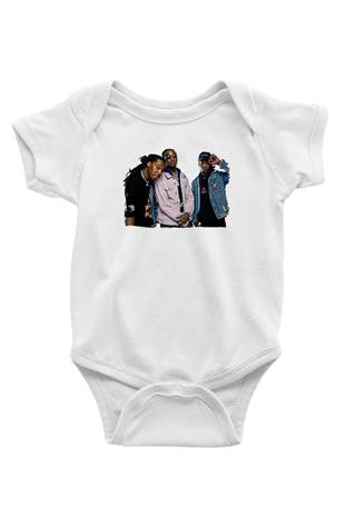Offset Baskılı Beyaz Unisex Bebek Body - Zıbın