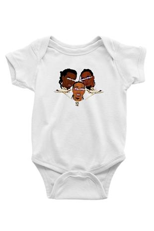 Offset Baskılı Beyaz Unisex Bebek Body - Zıbın