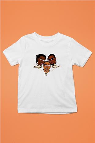 Offset Baskılı Beyaz Unisex Beyaz Çocuk Tişört - Tshirt