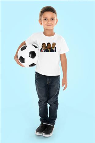 Offset Baskılı Beyaz Unisex Beyaz Çocuk Tişört - Tshirt