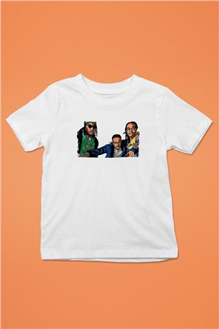 Offset Baskılı Beyaz Unisex Beyaz Çocuk Tişört - Tshirt