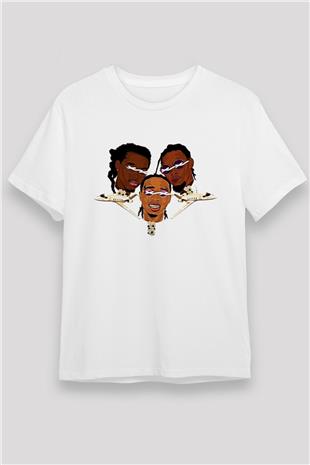 Offset Baskılı Unisex Beyaz Tişört - Tshirt