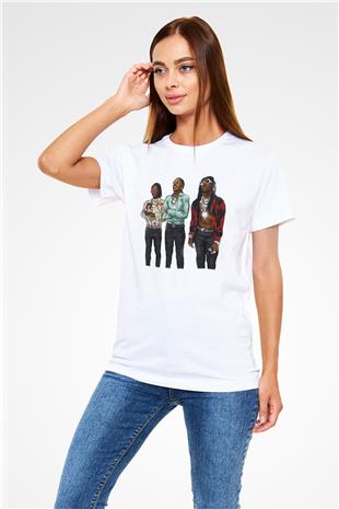 Offset Baskılı Unisex Beyaz Tişört - Tshirt