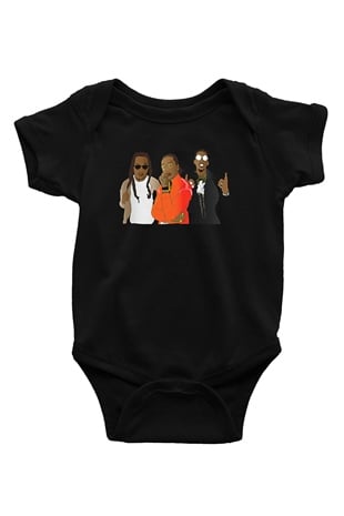 Offset Baskılı Unisex Siyah Bebek Body - Zıbın