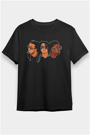 Offset Baskılı Unisex Siyah Tişört - Tshirt