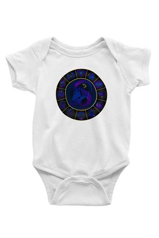 Oğlak Burcu Baskılı Beyaz Unisex Bebek Body - Zıbın