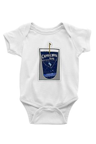 Oğlak Burcu Baskılı Beyaz Unisex Bebek Body - Zıbın
