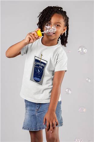 Oğlak Burcu Baskılı Beyaz Unisex Beyaz Çocuk Tişört - Tshirt
