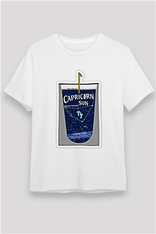 Oğlak Burcu Unisex Baskılı Beyaz Tişört - Tshirt