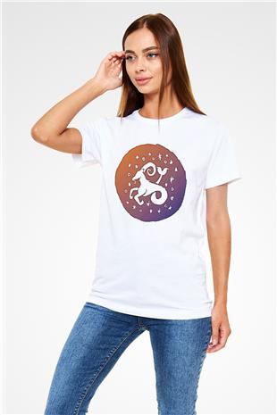 Oğlak Burcu Unisex Baskılı Beyaz Tişört - Tshirt