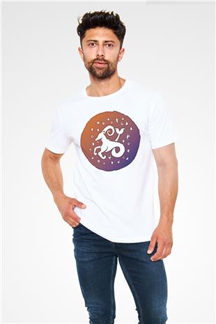Oğlak Burcu Unisex Baskılı Beyaz Tişört - Tshirt