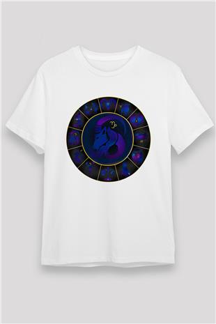 Oğlak Burcu Unisex Baskılı Beyaz Tişört - Tshirt