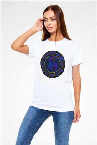 Oğlak Burcu Unisex Baskılı Beyaz Tişört - Tshirt