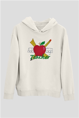 Öğretmen Beyaz Unisex Hoodie