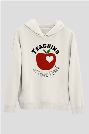 Öğretmen Beyaz Unisex Hoodie