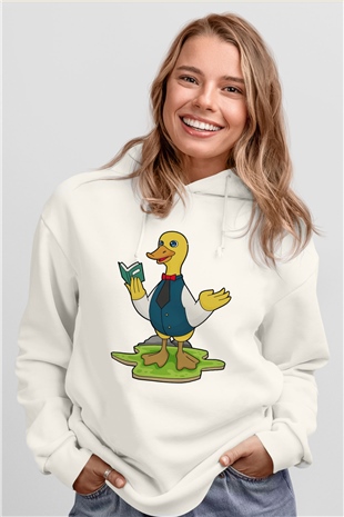 Öğretmen Beyaz Unisex Kapüşonlu Sweatshirt