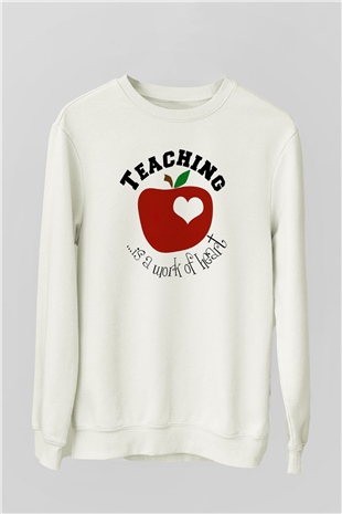 Öğretmen Beyaz Unisex Sweatshirt
