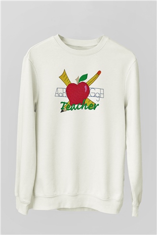 Öğretmen Beyaz Unisex Sweatshirt