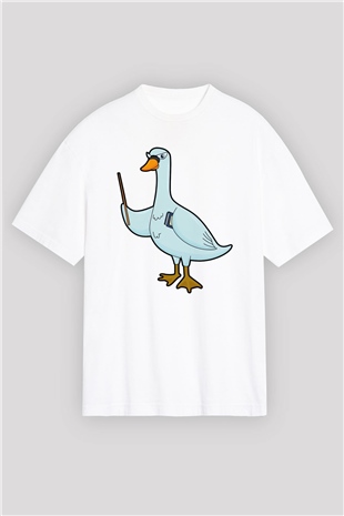 Öğretmen Beyaz Oversize Tişört Oversize T-shirt - TişörtFabrikası