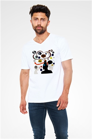 Öğretmen Beyaz Unisex V Yaka Tişört T-Shirt