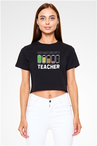 Öğretmen Siyah  Crop Top Tişört