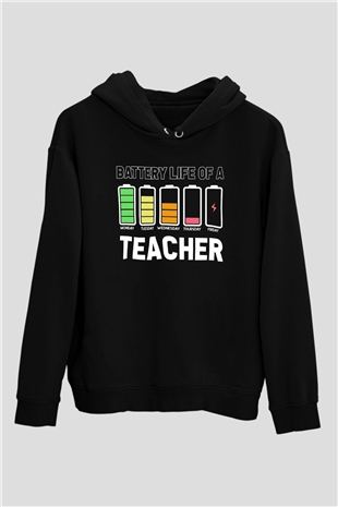 Öğretmen Siyah Unisex Kapüşonlu Sweatshirt