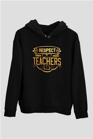 Öğretmen Siyah Unisex Kapüşonlu Sweatshirt