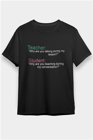 Öğretmen Siyah Unisex Tişört T-Shirt - TişörtFabrikası