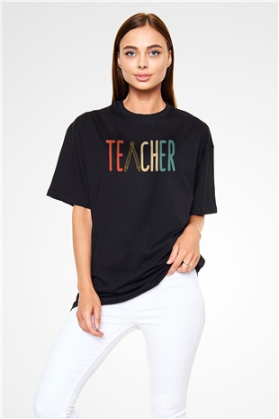 Öğretmen Siyah Oversize Tişört Oversize T-shirt - TişörtFabrikası