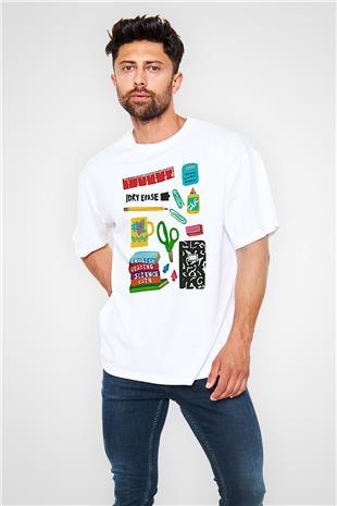 Öğretmenler Günü Baskılı Beyaz Unisex Oversize Tişört - Tshirt