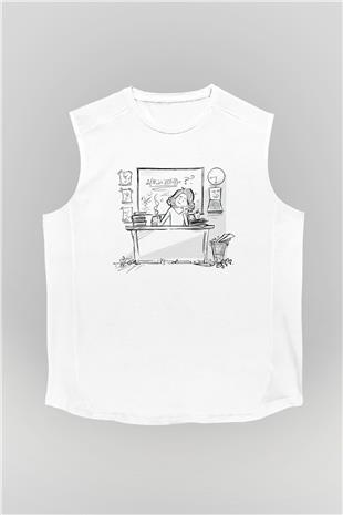 Öğretmenler Günü Baskılı Beyaz Unisex Kolsuz Tişört - Tshirt