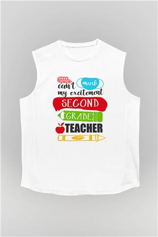 Öğretmenler Günü Baskılı Beyaz Unisex Kolsuz Tişört - Tshirt