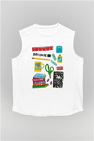 Öğretmenler Günü Baskılı Beyaz Unisex Kolsuz Tişört - Tshirt