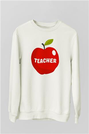 Öğretmenler Günü Baskılı Beyaz Unisex Sweatshirt