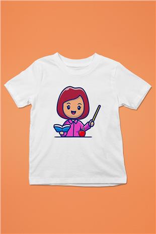 Öğretmenler Günü Baskılı Beyaz Unisex Beyaz Çocuk Tişört - Tshirt