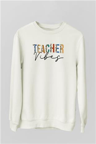 Öğretmenler Günü Baskılı Beyaz Unisex Sweatshirt