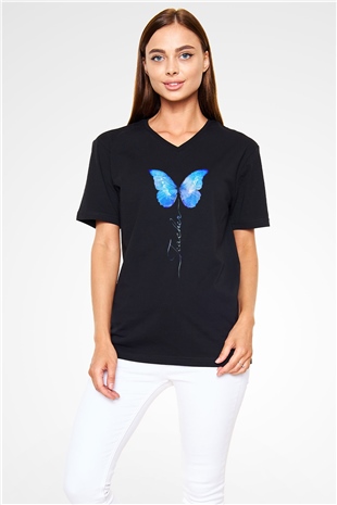 Öğretmenler Günü Baskılı Unisex Siyah V Yaka Tişört - Tshirt