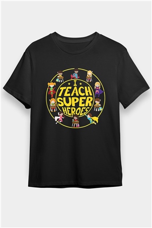Öğretmenler Günü Baskılı Unisex Siyah Tişört - Tshirt