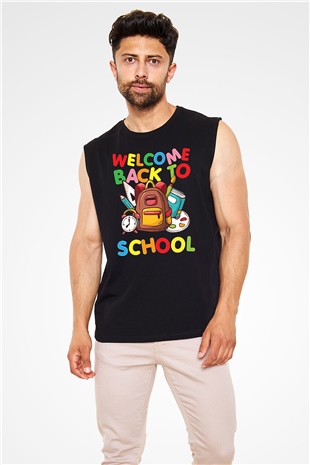 Öğretmenler Günü Baskılı Unisex Siyah Kolsuz Tişört - Tshirt