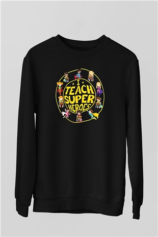 Öğretmenler Günü Baskılı Unisex Siyah Sweatshirt