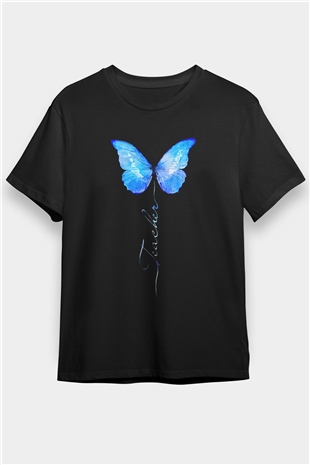 Öğretmenler Günü Baskılı Unisex Siyah Tişört - Tshirt