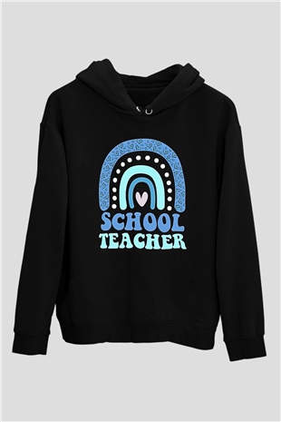 Öğretmenler Günü Baskılı Unisex Siyah Hoodie