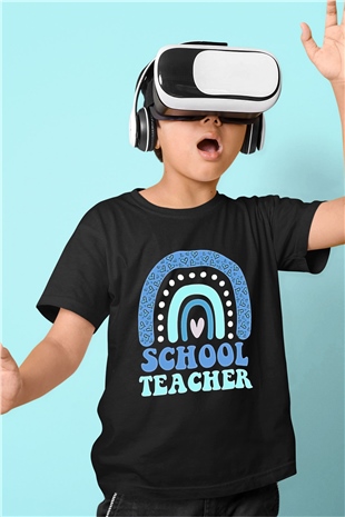 Öğretmenler Günü Baskılı Unisex Siyah Çocuk Tişört - Tshirt
